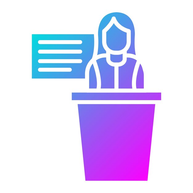 El icono de vector femenino del instructor se puede utilizar para el conjunto de iconos de capacitación empresarial
