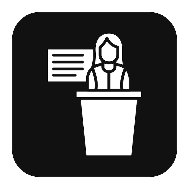 El icono de vector femenino del instructor se puede utilizar para el conjunto de iconos de capacitación empresarial