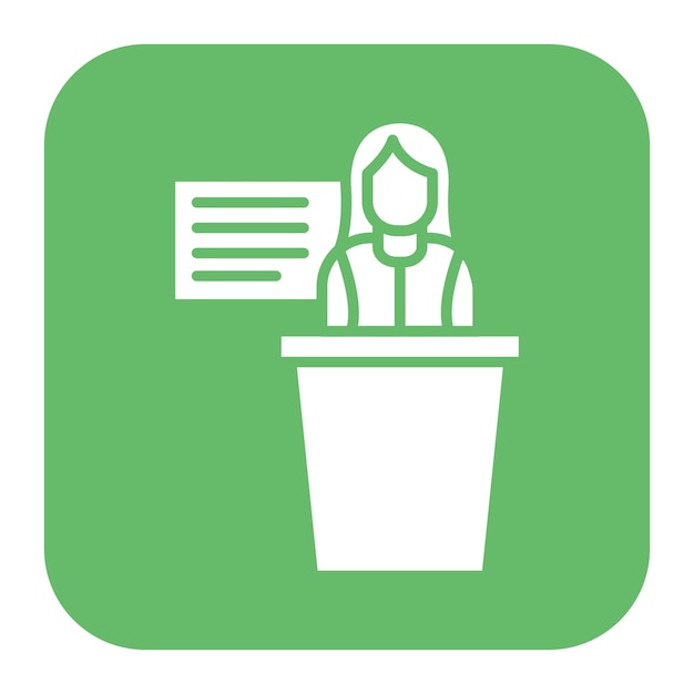 El icono de vector femenino del instructor se puede utilizar para el conjunto de iconos de capacitación empresarial