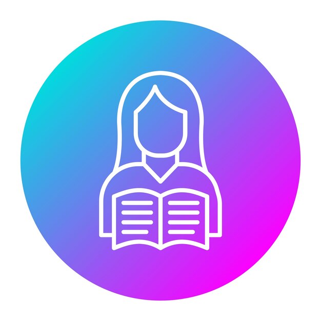 El icono del vector femenino del lector se puede utilizar para el conjunto de iconos de literatura