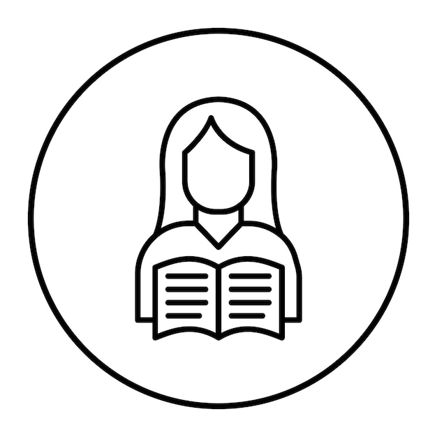 El icono del vector femenino del lector se puede utilizar para el conjunto de iconos de literatura