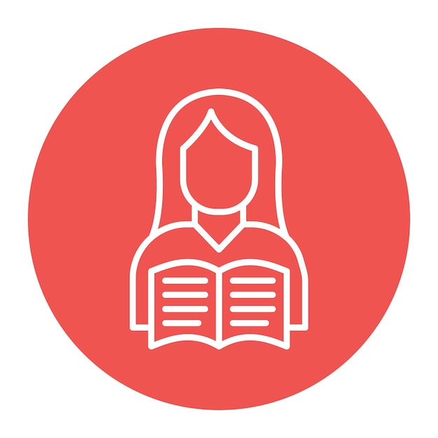 El icono del vector femenino del lector se puede utilizar para el conjunto de iconos de literatura