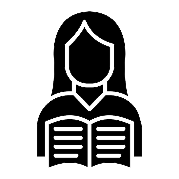 El icono del vector femenino del lector se puede utilizar para el conjunto de iconos de literatura