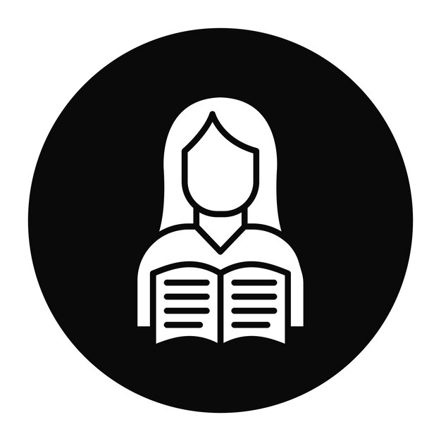 El icono del vector femenino del lector se puede utilizar para el conjunto de iconos de literatura