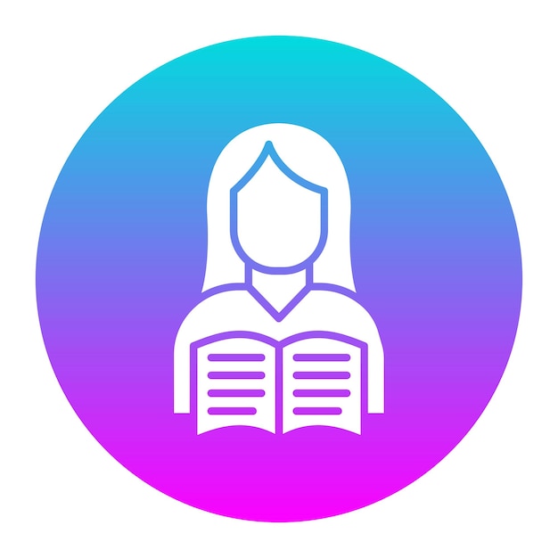 El icono del vector femenino del lector se puede utilizar para el conjunto de iconos de literatura