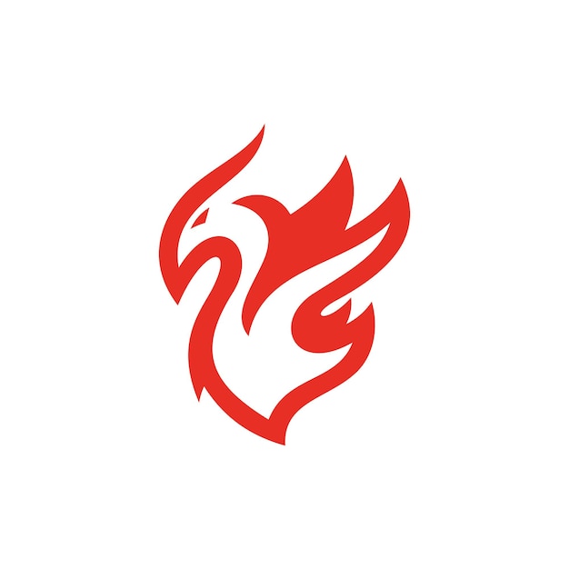 Icono de vector de fénix de pájaro de fuego abstracto simple Línea de contorno fénix con diseño de logotipo de ala de llama