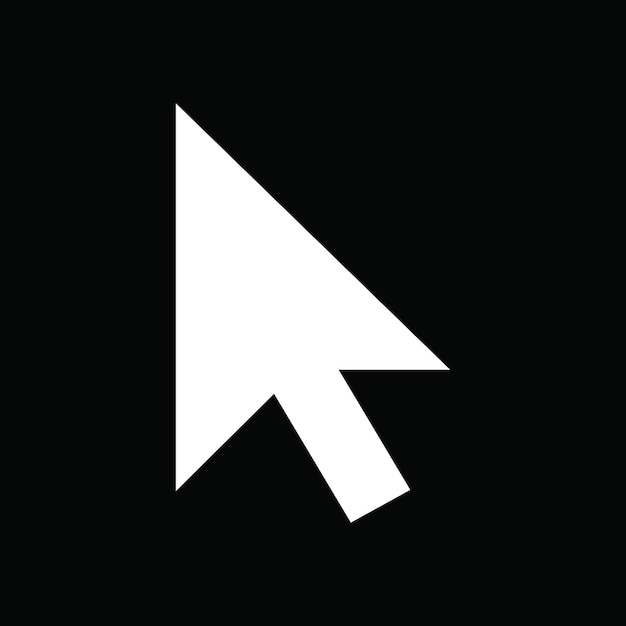 Ícono del vector de la flecha del puntero Símbolo del cursor del ratón de la computadora Ilustración vectorial en fondo negro