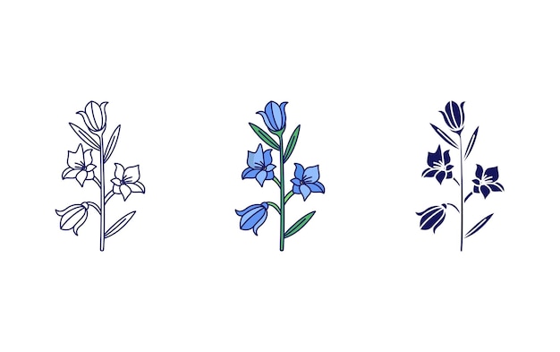 Icono de vector de flor de campana azul