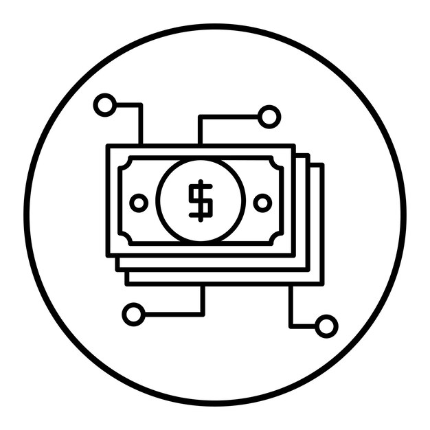 El icono del vector de flujo de dinero se puede utilizar para el conjunto de iconos de SEO y SEM