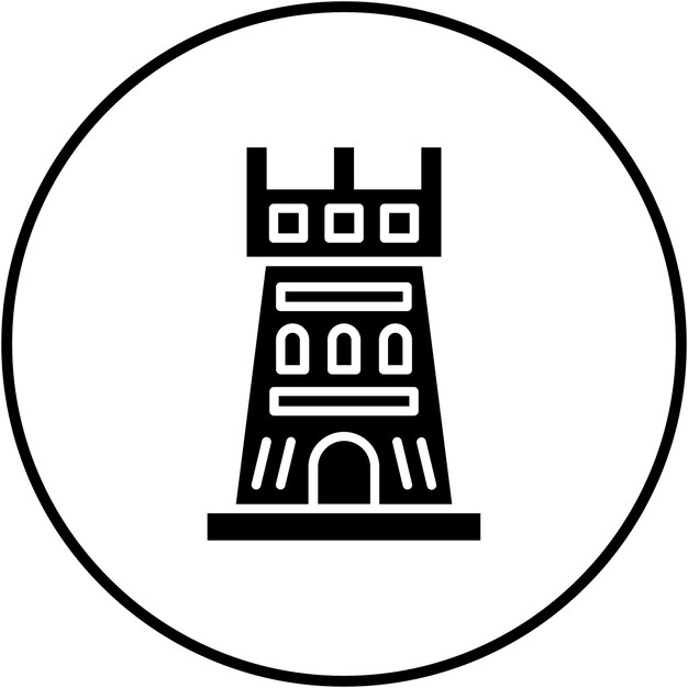 El icono del vector de la fortaleza se puede usar para el conjunto de iconos de la historia