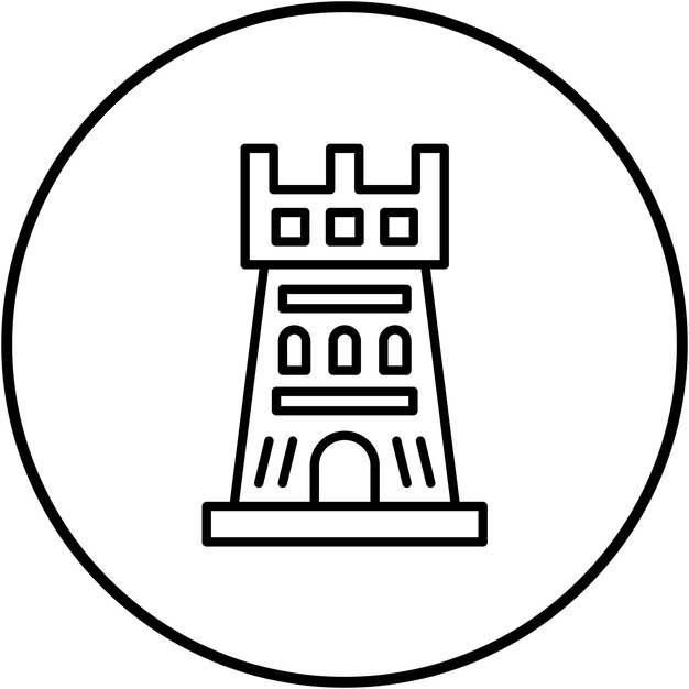 El icono del vector de la fortaleza se puede usar para el conjunto de iconos de la historia