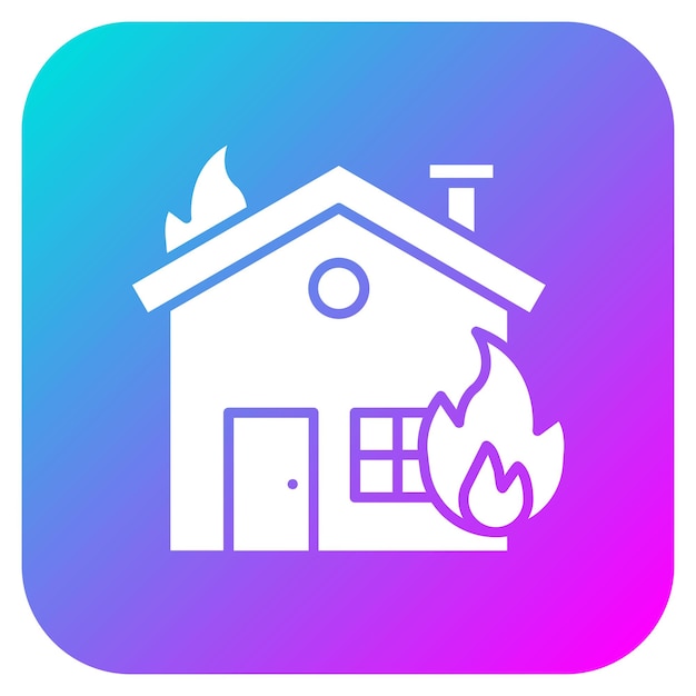 El icono del vector de fuego de la casa se puede usar para el conjunto de iconos de bomberos