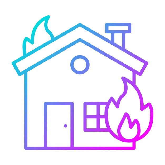 El icono del vector de fuego de la casa se puede usar para el conjunto de iconos de bomberos