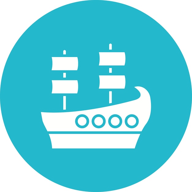 El icono del vector de galeón se puede usar para el conjunto de iconos de piratas