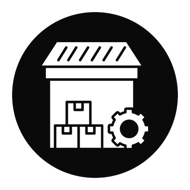 El icono del vector de gestión del almacén se puede utilizar para el conjunto de iconos del almacèn