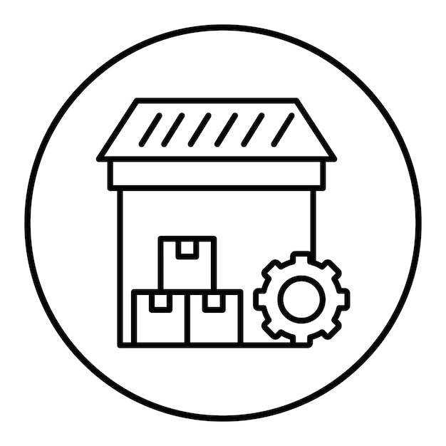 El icono del vector de gestión del almacén se puede utilizar para el conjunto de iconos del almacèn