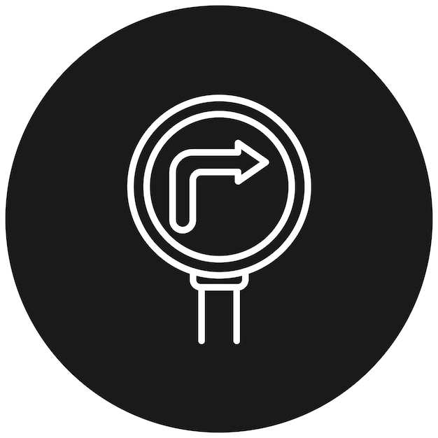 El icono del vector de giro a la derecha se puede utilizar para el conjunto de iconos de señales de tráfico