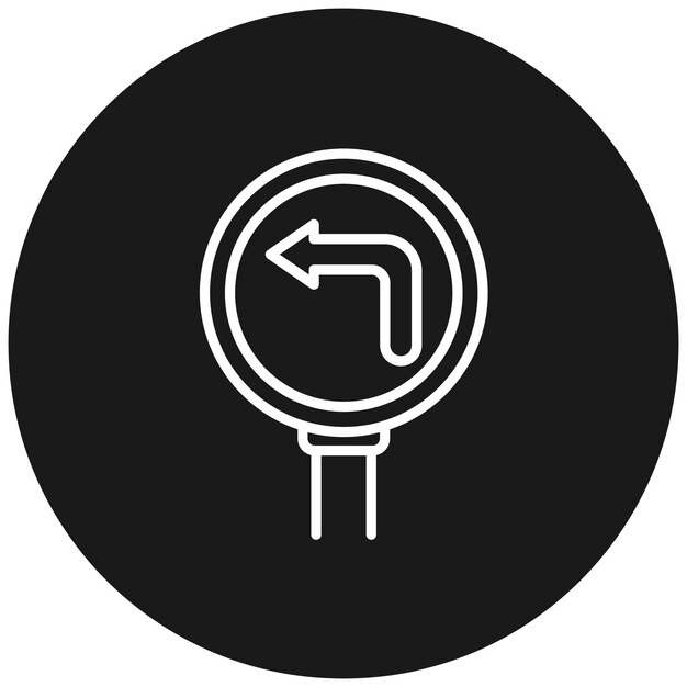 El icono del vector de giro a la izquierda se puede utilizar para el conjunto de iconos de señales de tráfico