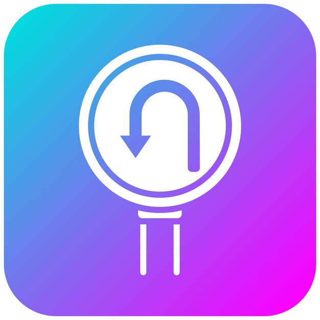 El icono del vector de giro en U se puede utilizar para el conjunto de iconos de señales de tráfico