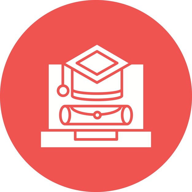 El icono del vector de graduación en línea se puede usar para el conjunto de iconos de regreso a la escuela