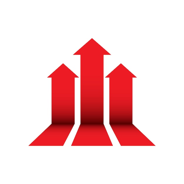 Icono de vector de gráfico de crecimiento de flecha Ilustración de signo de crecimiento de flecha de progreso Concepto de negocio