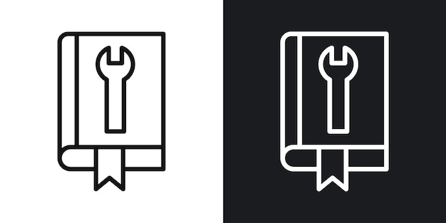 Icono de vector de guía establecido en contornos en blanco y negro