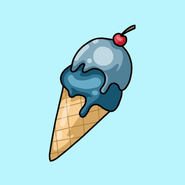 Icono del vector de helado azul vainilla Elementos de verano