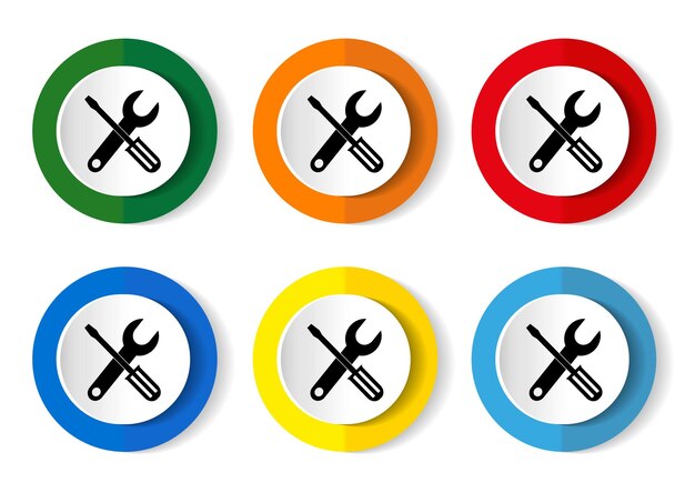 Icono de vector de herramienta establece botones de llave de diseño plano sobre fondo blanco para diseño web