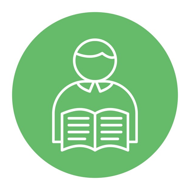 El icono del vector hijo del lector se puede utilizar para el conjunto de iconos de literatura