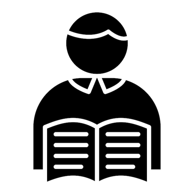 El icono del vector hijo del lector se puede utilizar para el conjunto de iconos de literatura