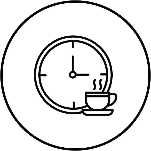 El icono del vector de hora del café se puede usar para el conjunto de iconos de hora y fecha