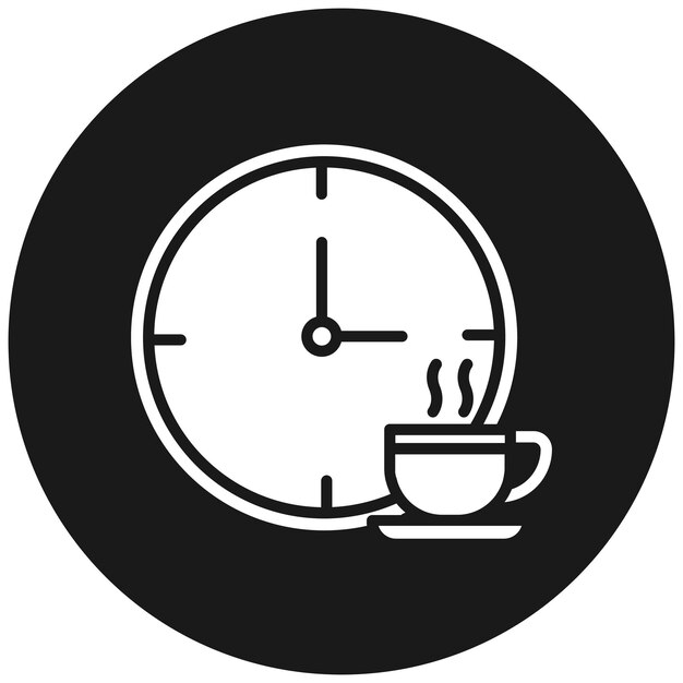 El icono del vector de hora del café se puede usar para el conjunto de iconos de hora y fecha