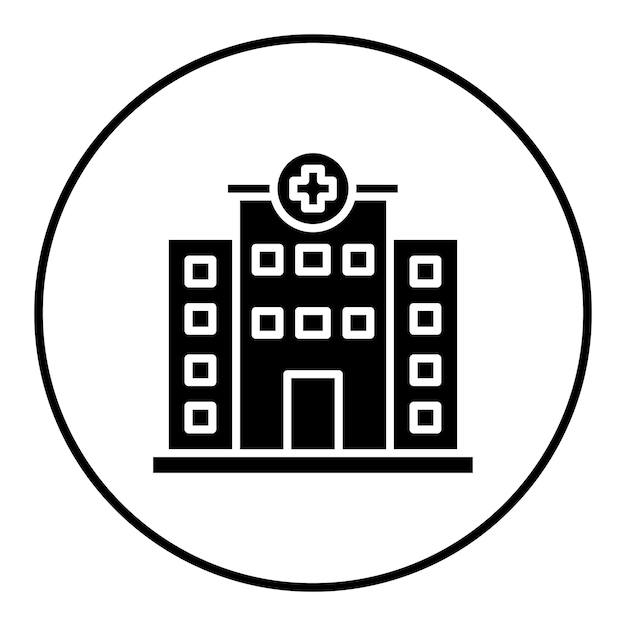 El icono del vector del hospital se puede utilizar para el conjunto de iconos de control de salud