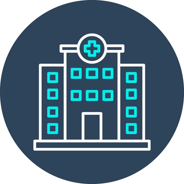 El icono del vector del hospital se puede utilizar para el conjunto de iconos de control de salud