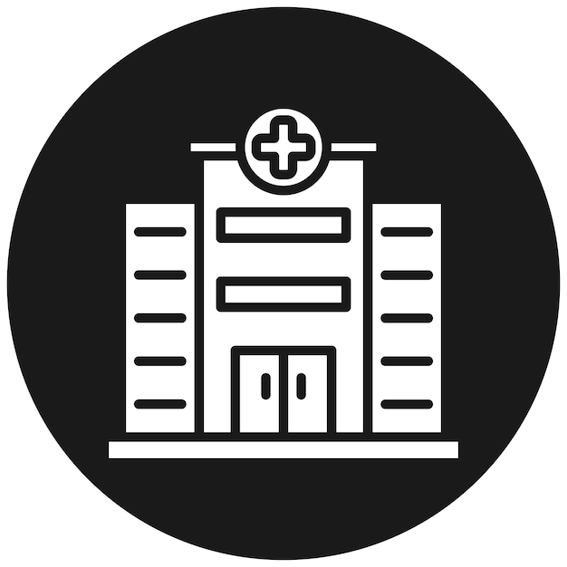 El icono del vector del hospital se puede utilizar para el conjunto de iconos de medicina