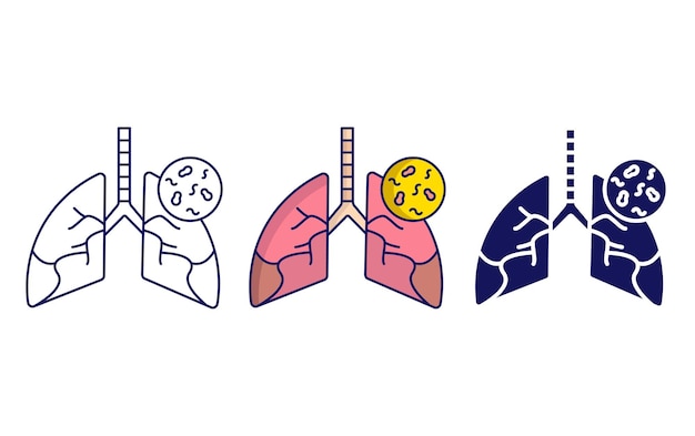 Icono de vector de infección de pulmones