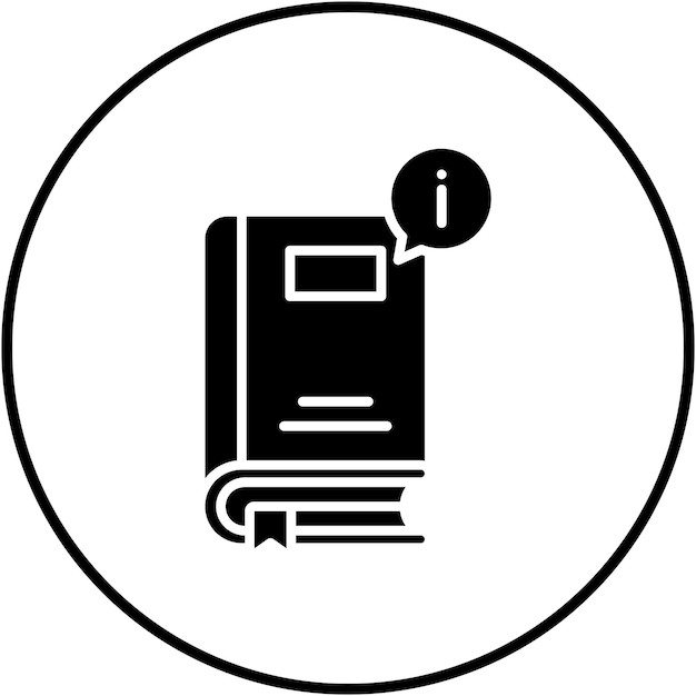 El icono del vector de información del libro se puede utilizar para el conjunto de iconos de la biblioteca