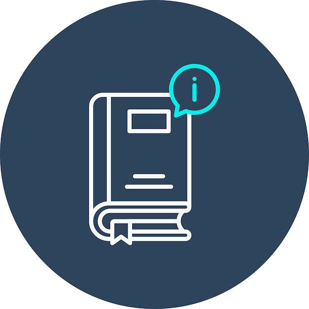 El icono del vector de información del libro se puede utilizar para el conjunto de iconos de la biblioteca