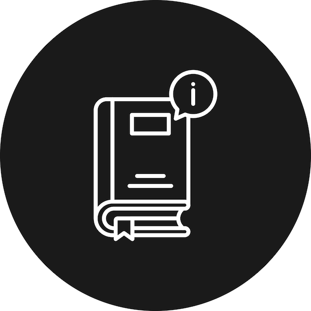 El icono del vector de información del libro se puede utilizar para el conjunto de iconos de la biblioteca