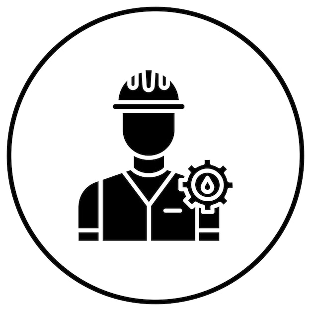 El icono del vector de ingeniero se puede utilizar para el conjunto de iconos de la industria de la gasolina