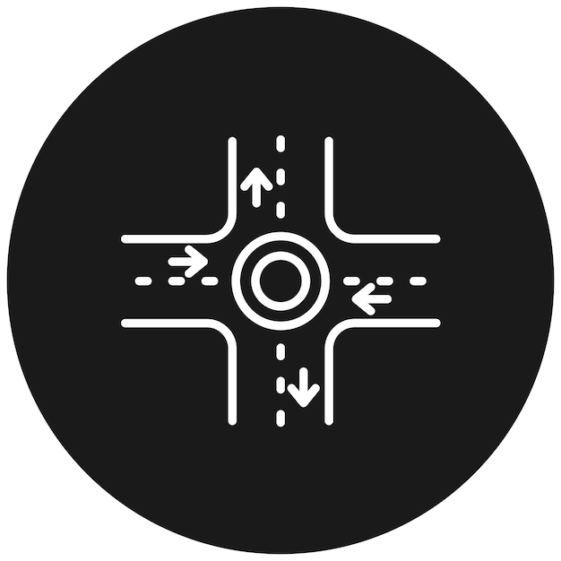El icono del vector de intersección de cuatro vías se puede usar para el conjunto de iconos de mapa y navegación