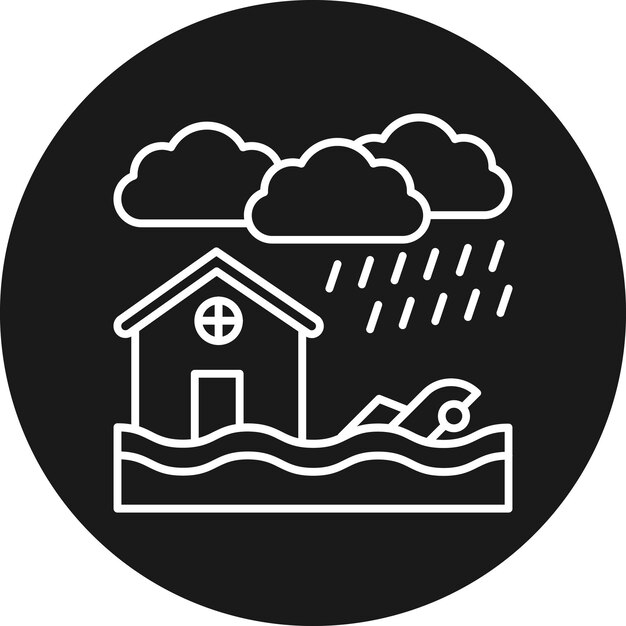 El icono del vector de inundación se puede usar para el conjunto de iconos de desastres naturales