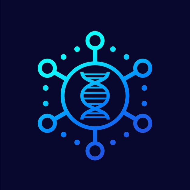 Vector icono de vector de investigación de adn genómico