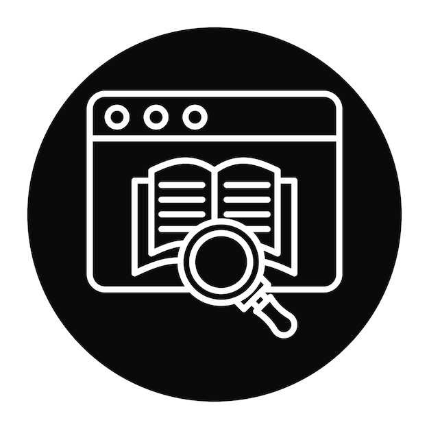 El icono del vector de investigación web se puede utilizar para el conjunto de iconos de educación en línea