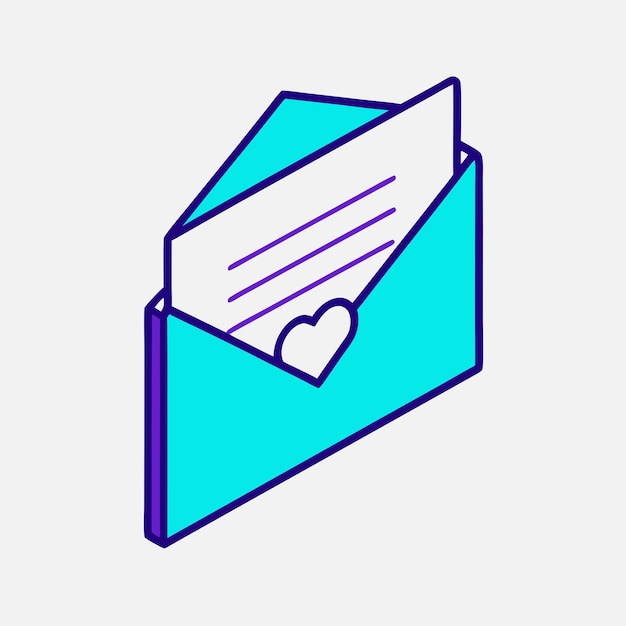 Icono del vector isométrico del buzón de correo de amor Ilustración 1