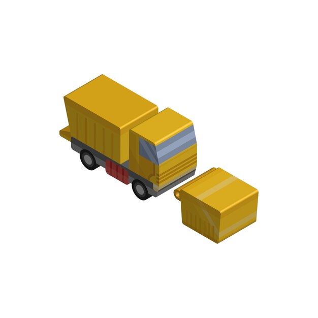 icono de vector isométrico de camión de basura