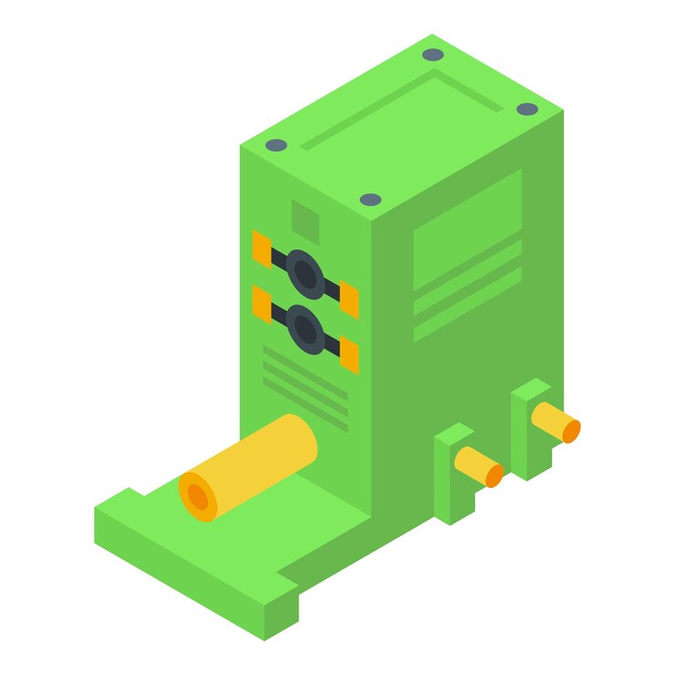 Vector icono del vector isométrico del equipo de la planta siderúrgica trabajo de fábrica