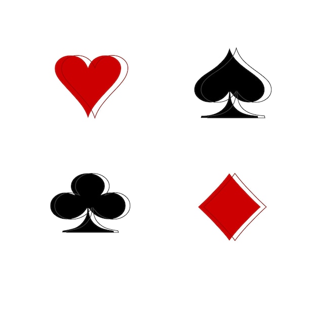 Icono de vector de juego de cartas Juego corazones picas clubes diamantes
