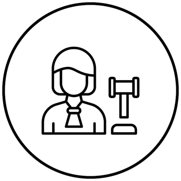 El icono del vector del juez se puede usar para el conjunto de iconos de mujeres