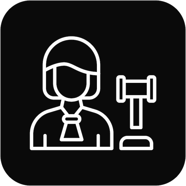 El icono del vector del juez se puede usar para el conjunto de iconos de mujeres